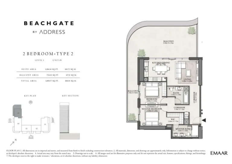 Beachgate By Address floor plan 2-спальн. · 1808 sqft