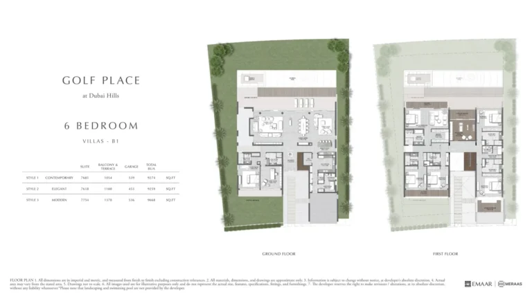 Golf Place floor plan 6-спальн. · 9274 кв. фут