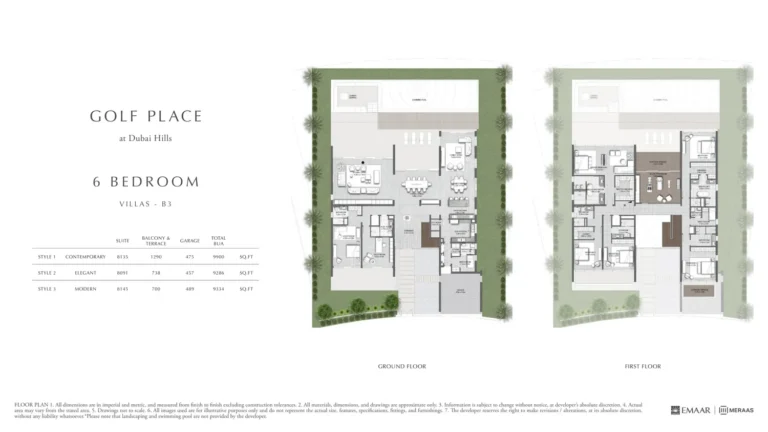 Golf Place floor plan 6-спальн. · 9900 кв. фут
