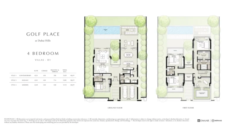 Golf Place floor plan 4-спальн. · 5359 кв. фут