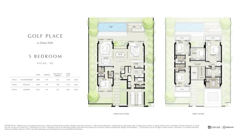 Golf Place floor plan 5-спальн. · 5728 кв. фут
