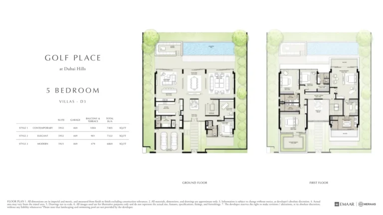 Golf Place floor plan 5-спальн. · 7405 кв. фут