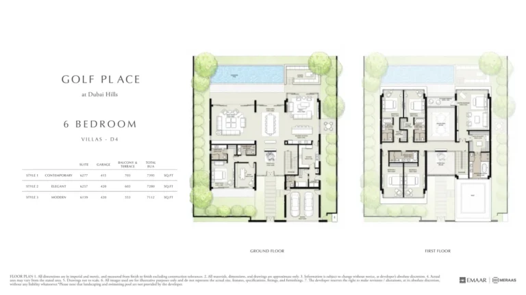 Golf Place floor plan 6-спальн. · 7395 кв. фут