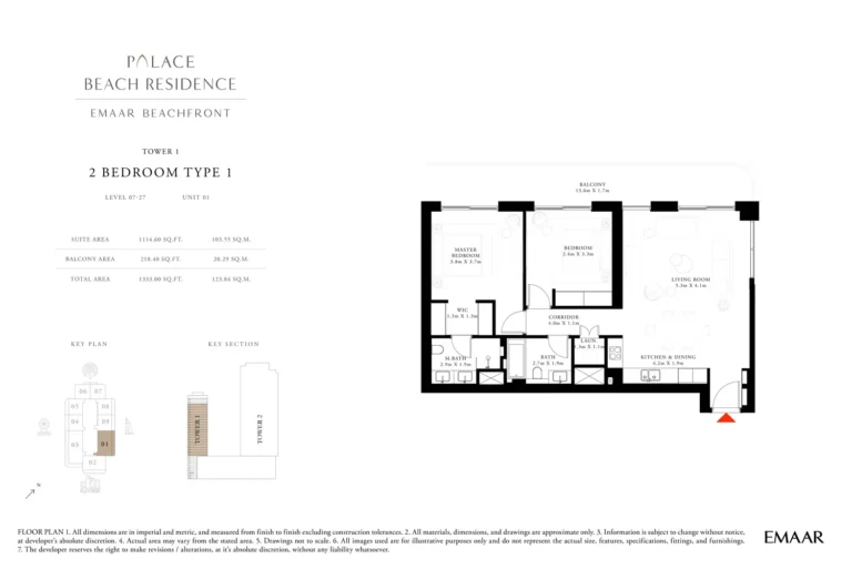 Palace By The Beach floor plan 2 BR · 1333 sqft