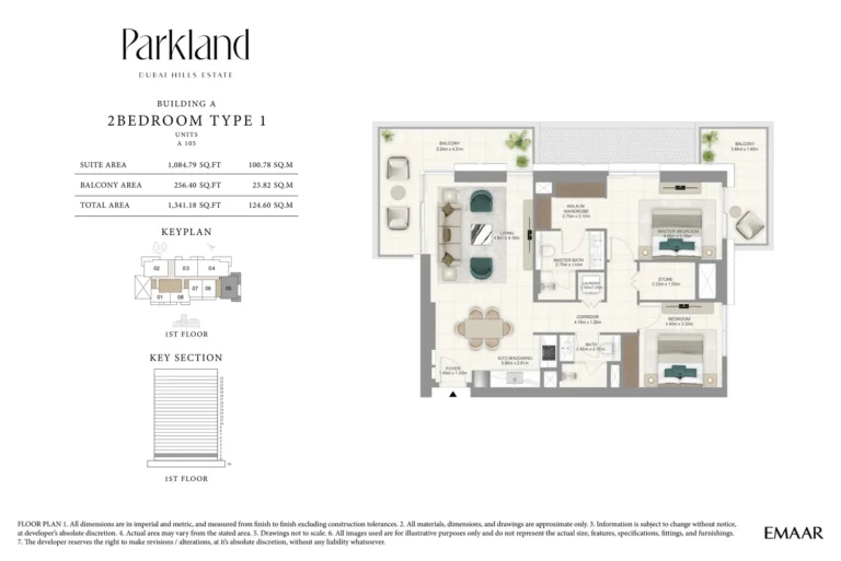 Parkland floor plan 2 BR · 1341 sqft