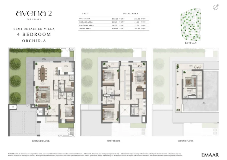 The Valley – Avena 2 floor plan 4 BR · 3708 sqft
