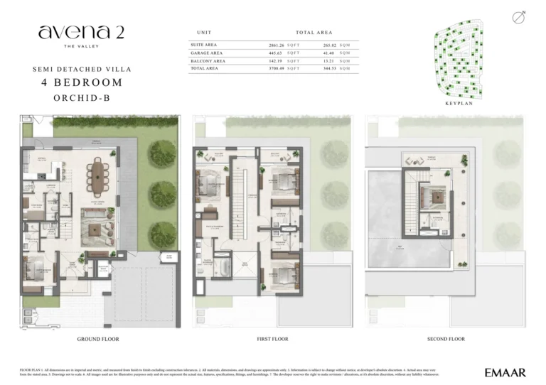 The Valley – Avena 2 floor plan 4 BR · 3708 sqft