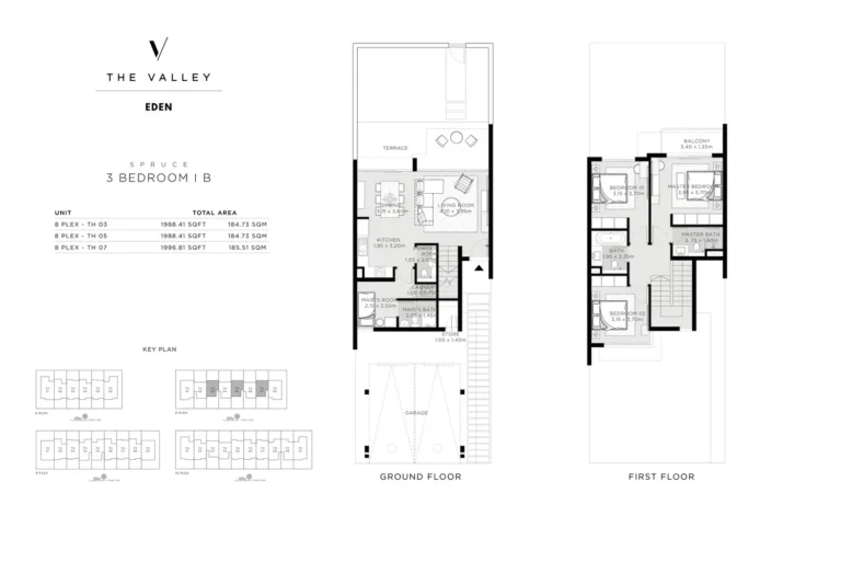 The Valley — Eden floor plan 3-спальн. · 1988 sqft
