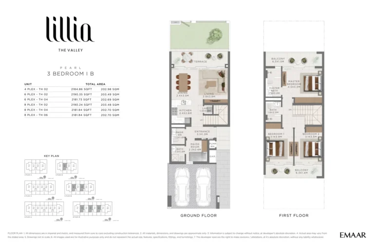 The Valley – Lillia floor plan 3 BR · 2184 sqft