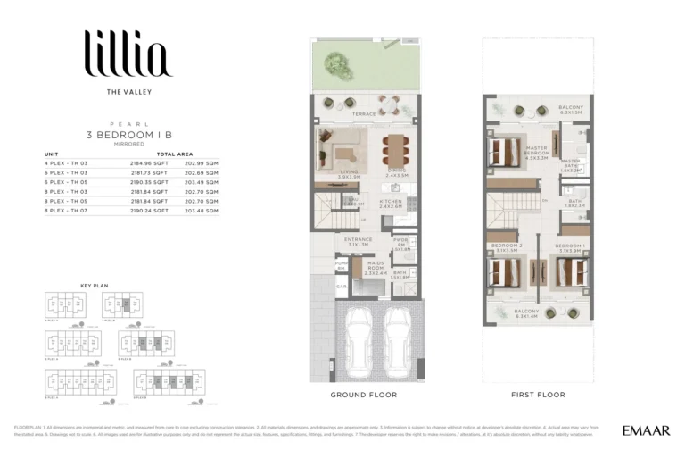 The Valley – Lillia floor plan 3 BR · 2184 sqft