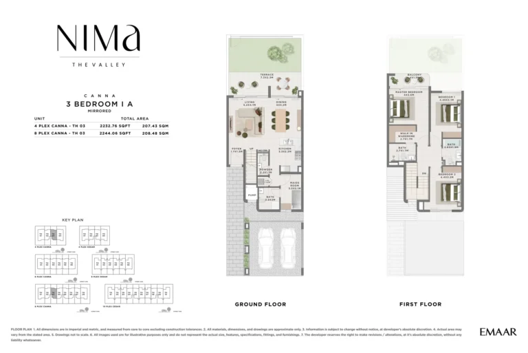 The Valley – Nima floor plan 3 BR · 2232 sqft