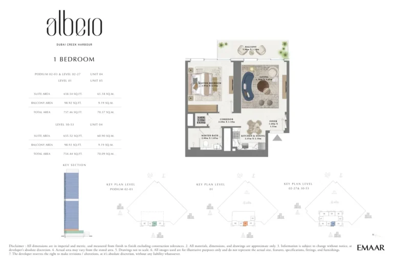 Albero floor plan 1 BR · 757 sqft
