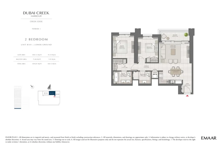 Creek Edge floor plan 2 BR · 1078 sqft