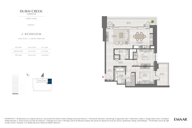 Creek Edge floor plan 2 BR · 1296 sqft