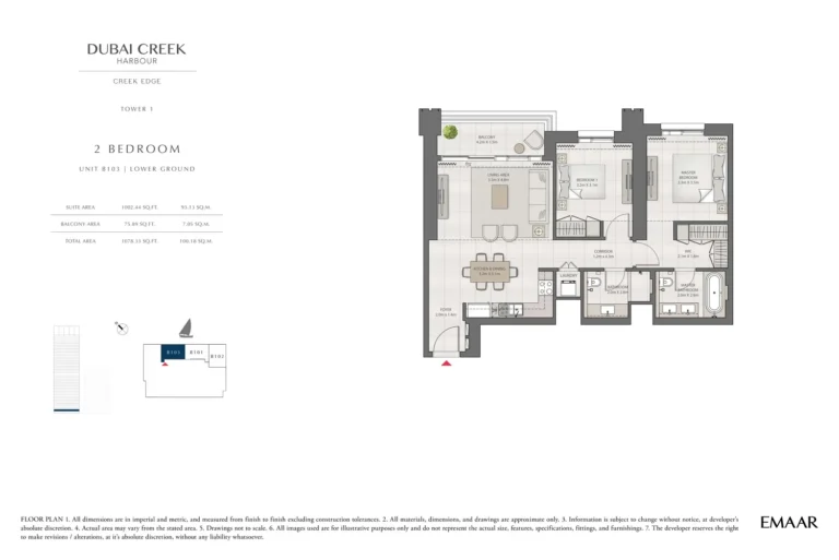 Creek Edge floor plan 2 BR · 1078 sqft