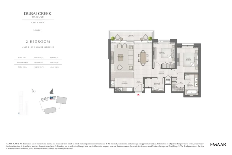 Creek Edge floor plan 2 BR · 1162 sqft