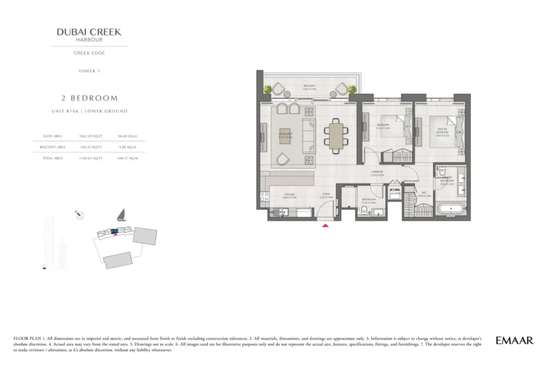 Creek Edge floor plan 2 BR · 1168 sqft