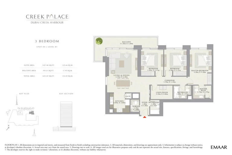Creek Palace floor plan 3 BR · 1651 sqft
