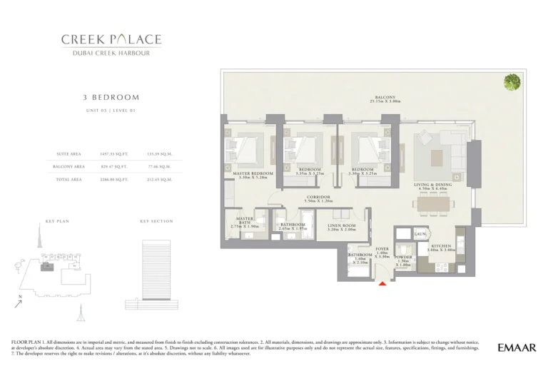 Creek Palace floor plan 3 BR · 2286 sqft