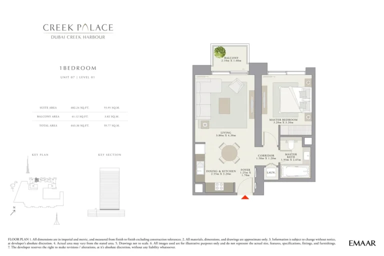 Creek Palace floor plan 1 BR · 643 sqft