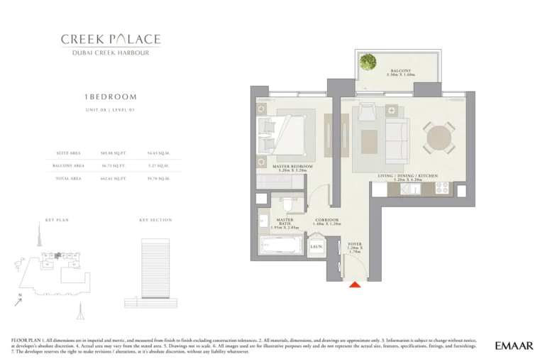 Creek Palace floor plan 1 BR · 642 sqft