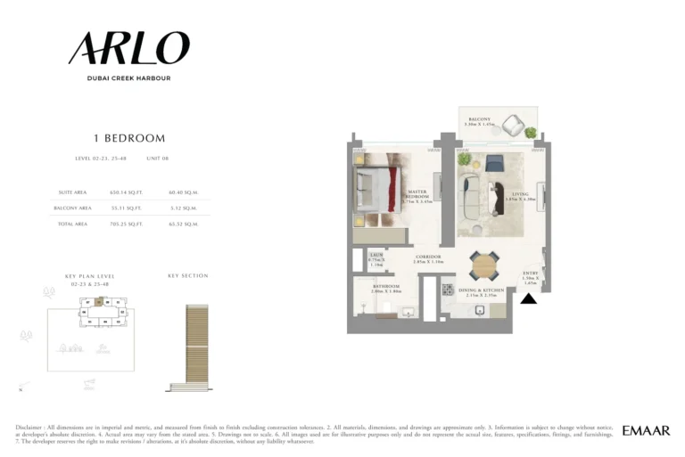 ARLO floor plan 1 BR · 705 sqft