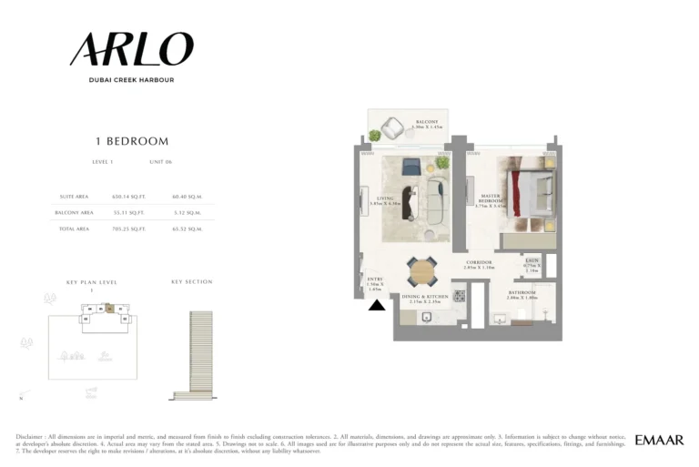 ARLO floor plan 1 BR · 705 sqft