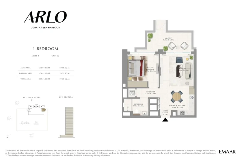 ARLO floor plan 1 BR · 829 sqft