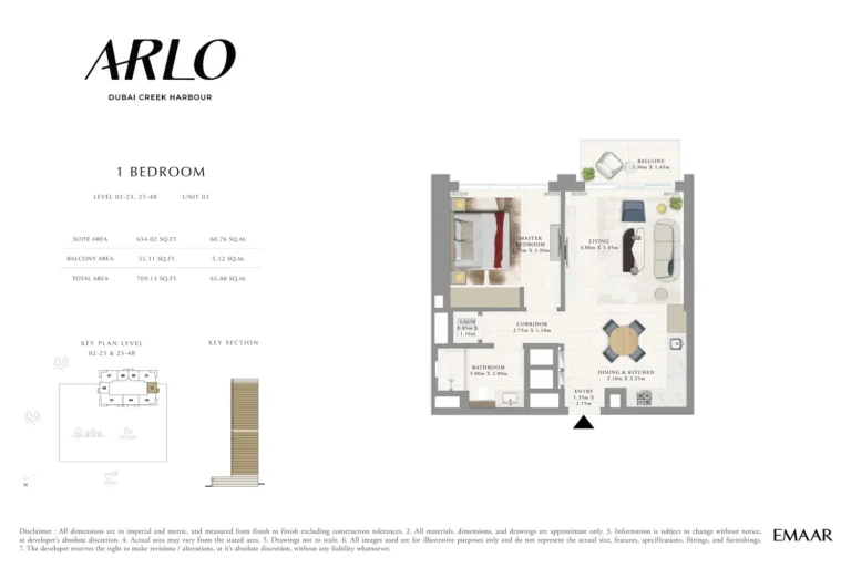 ARLO floor plan 1 BR · 709 sqft