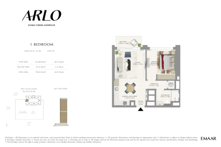 ARLO floor plan 1 BR · 709 sqft