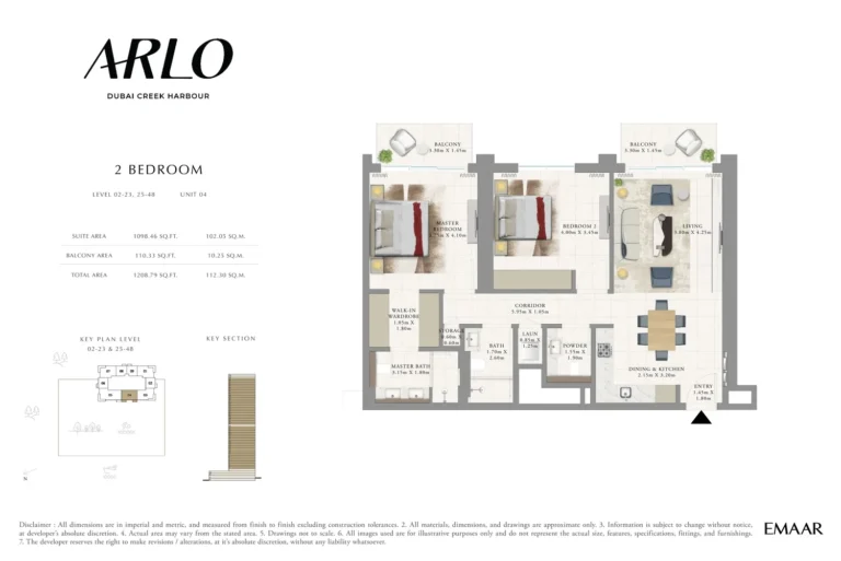 ARLO floor plan 2 BR · 1208 sqft