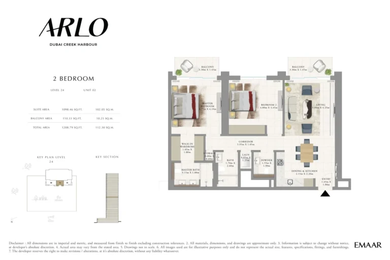 ARLO floor plan 2 BR · 1208 sqft
