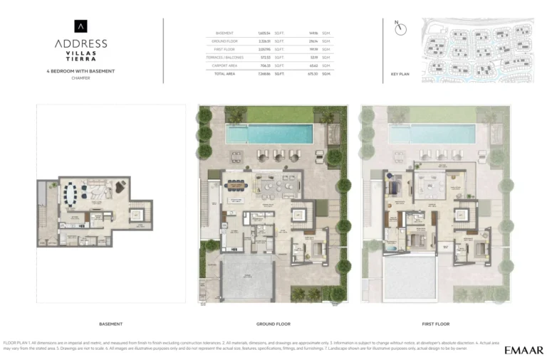 Address Villas – Tierra floor plan 4 BR · 7268 sqft