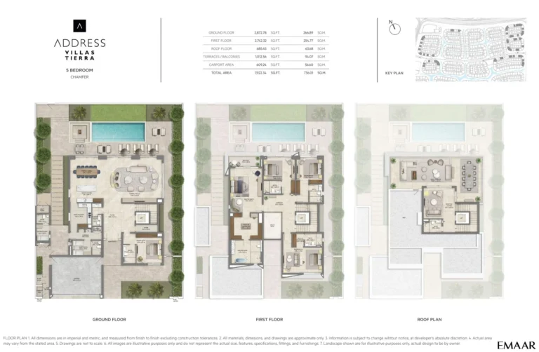 Address Villas – Tierra floor plan 5 BR · 7922 sqft