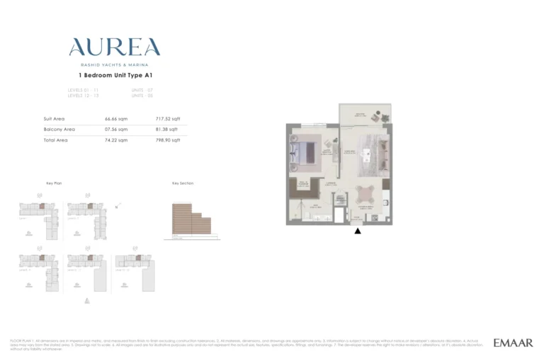 Aurea floor plan 1-спальн. · 798 sqft