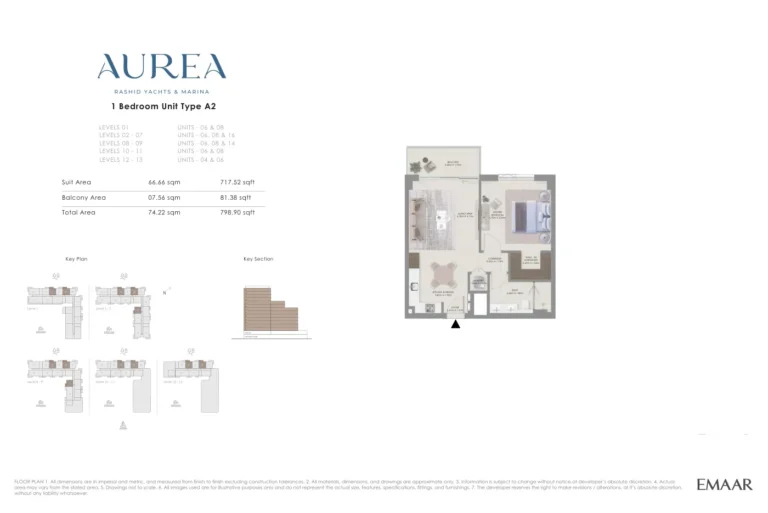 Aurea floor plan 1-спальн. · 798 sqft
