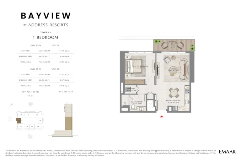 Bayview by Address Resorts floor plan 1 BR · 751 sqft