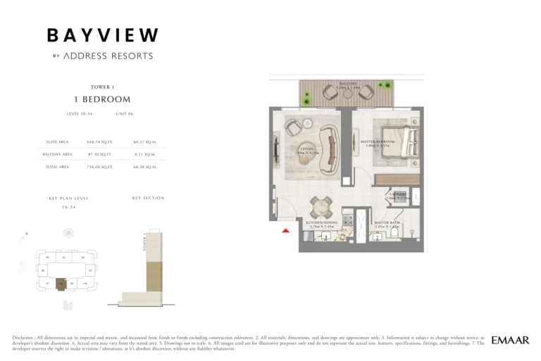 Bayview by Address Resorts floor plan 1 BR · 736 sqft