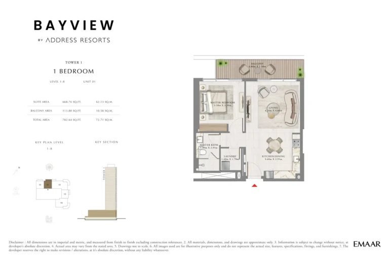 Bayview by Address Resorts floor plan 1 BR · 782 sqft