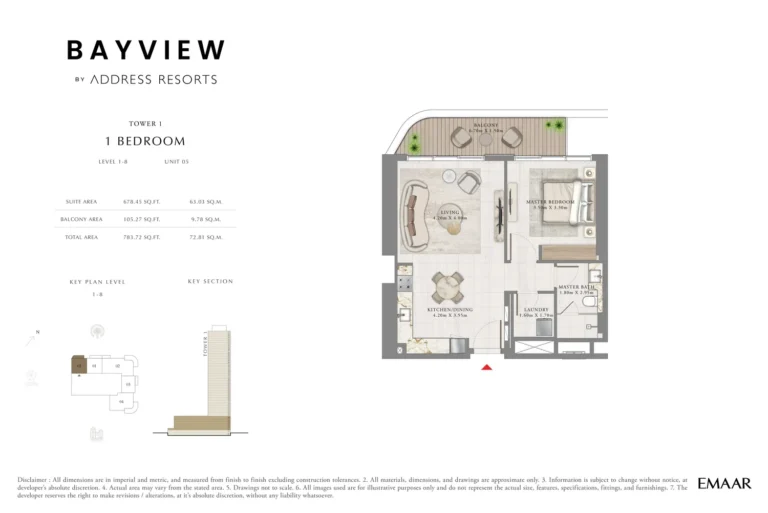Bayview by Address Resorts floor plan 1 BR · 783 sqft