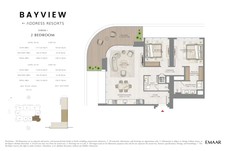 Bayview by Address Resorts floor plan 2 BR · 1380 sqft