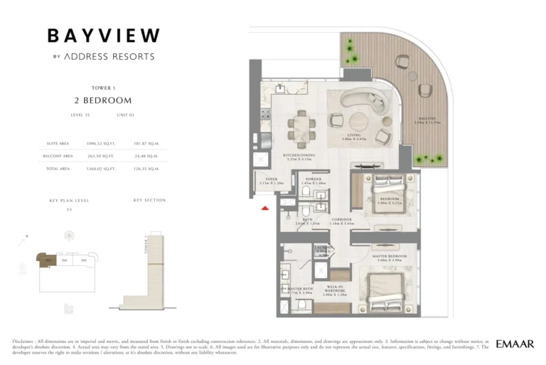 Bayview by Address Resorts floor plan 2 BR · 1360 sqft