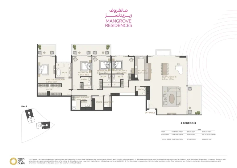 MANGROVE floor plan 4-спальн. · 4084 кв. фут
