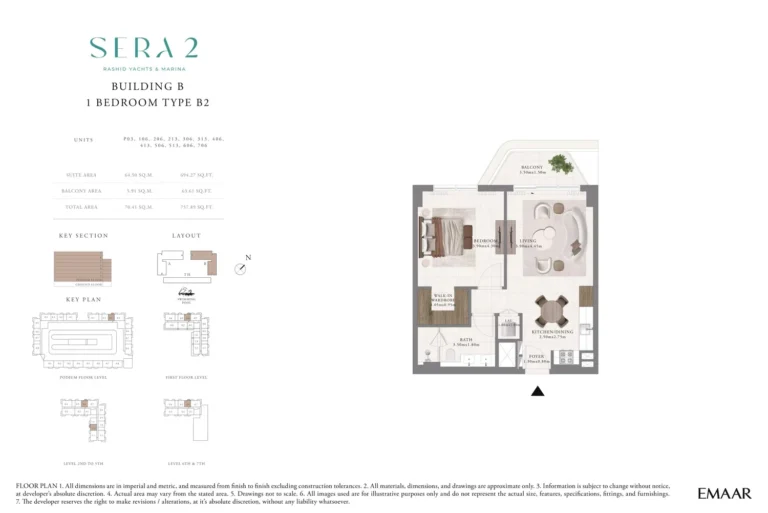 Sera 2 floor plan 1 BR · 757 sqft