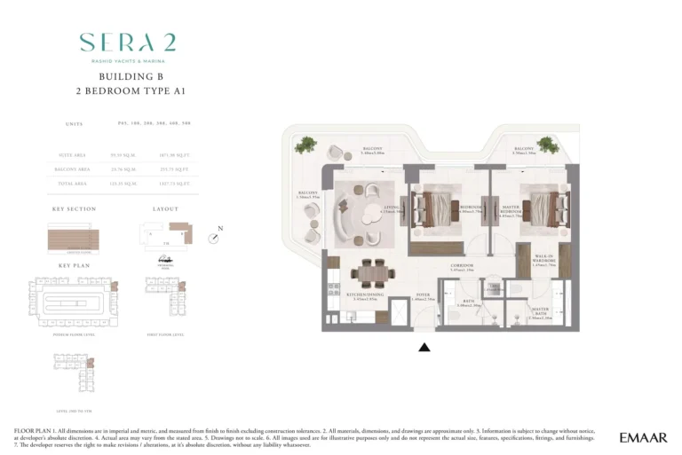 Sera 2 floor plan 2 BR · 1327 sqft