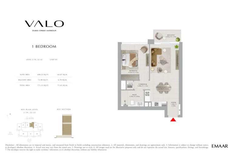 Valo floor plan 1-спальн. · 771 кв. фут