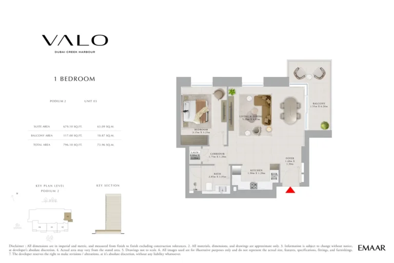 Valo floor plan 1-спальн. · 796 кв. фут