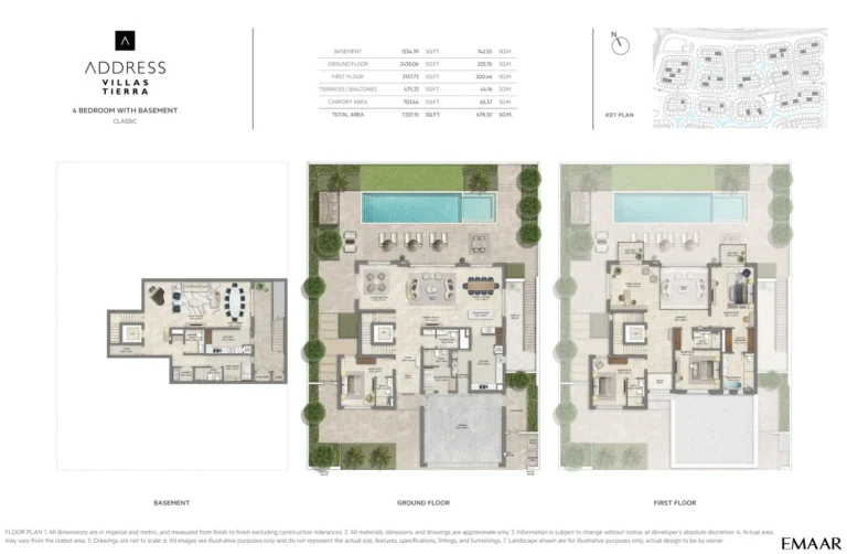 The Oasis — Address Villas — Tierra floor plan 4-спальн. · 7301 кв. фут