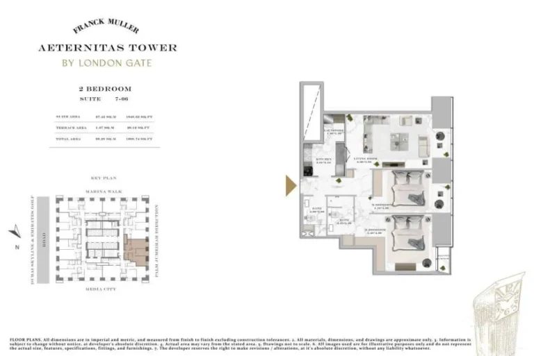 Aeternitas Tower floor plan 2-спальн. · 1072 sqft