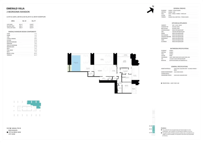 Burj Binghatti Jacob & Co. Residences floor plan 2 BR · 3323 sqft